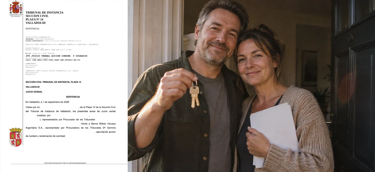 Pareja en la puerta de casa con las llaves