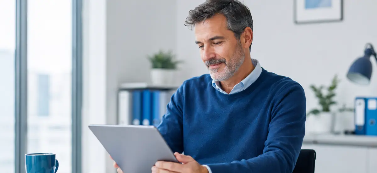 Ingeniero revisando en una tablet el encadenamiento de contratos temporales